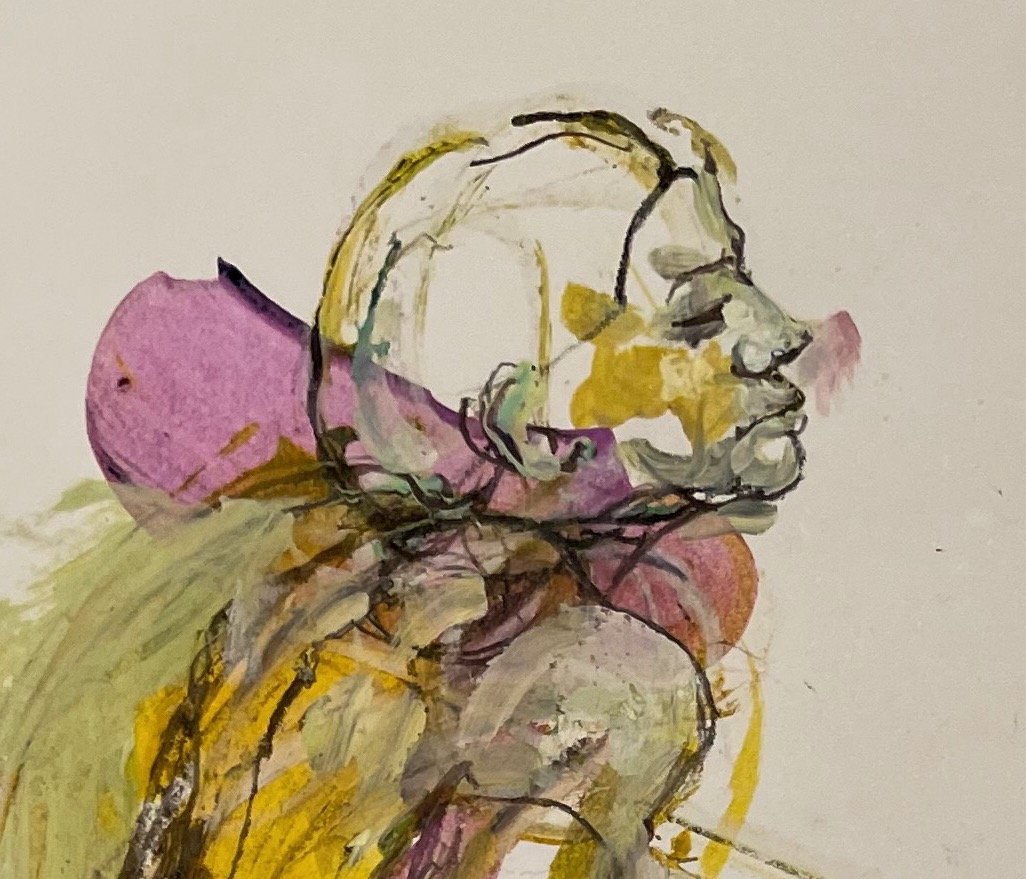 Live portrait (2014) Watercolor ink, acrylic and charcoal on paper 16” x 16”