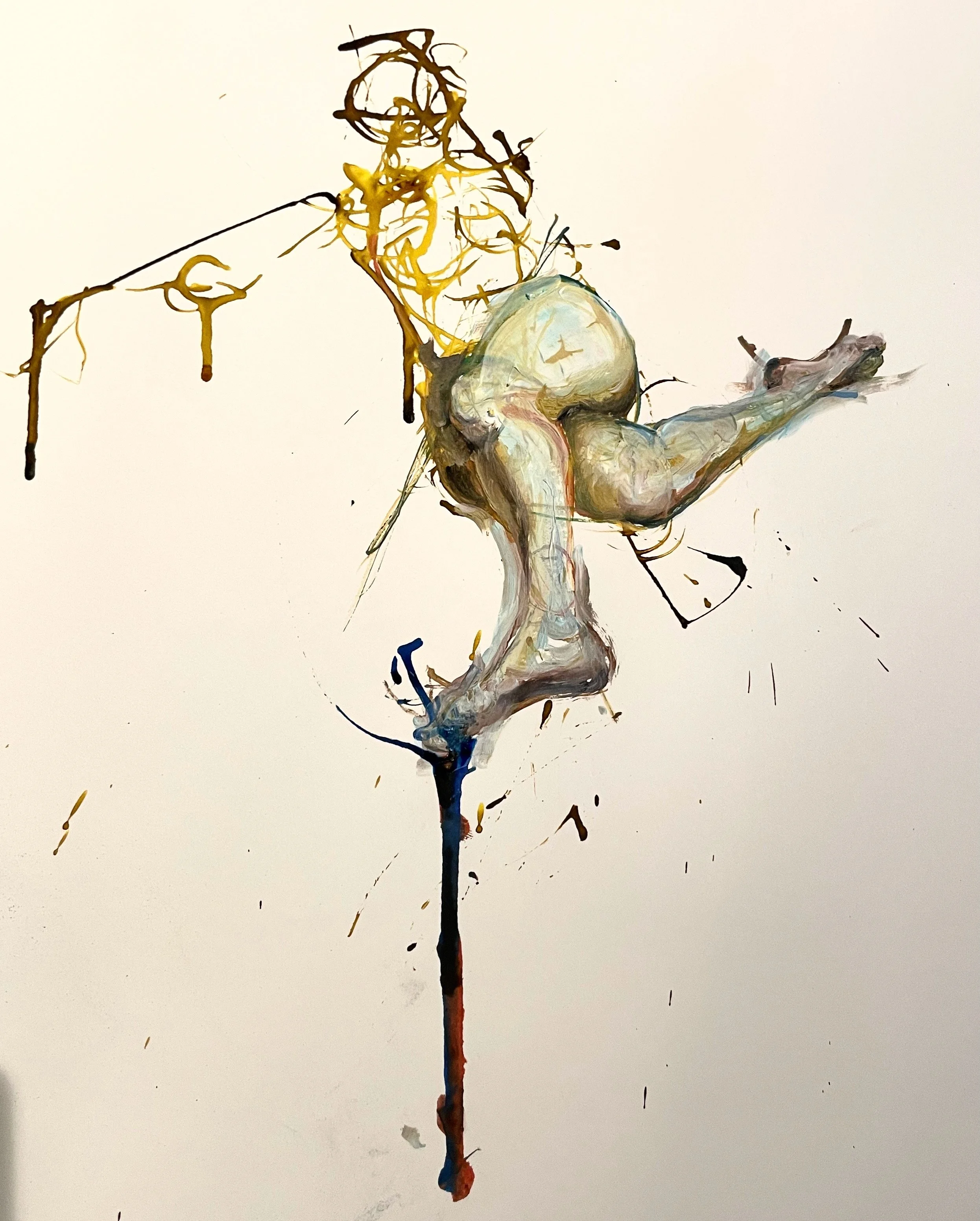   Figure painting (2024)  Watercolor ink and acrylic on paper 24" x 18" 