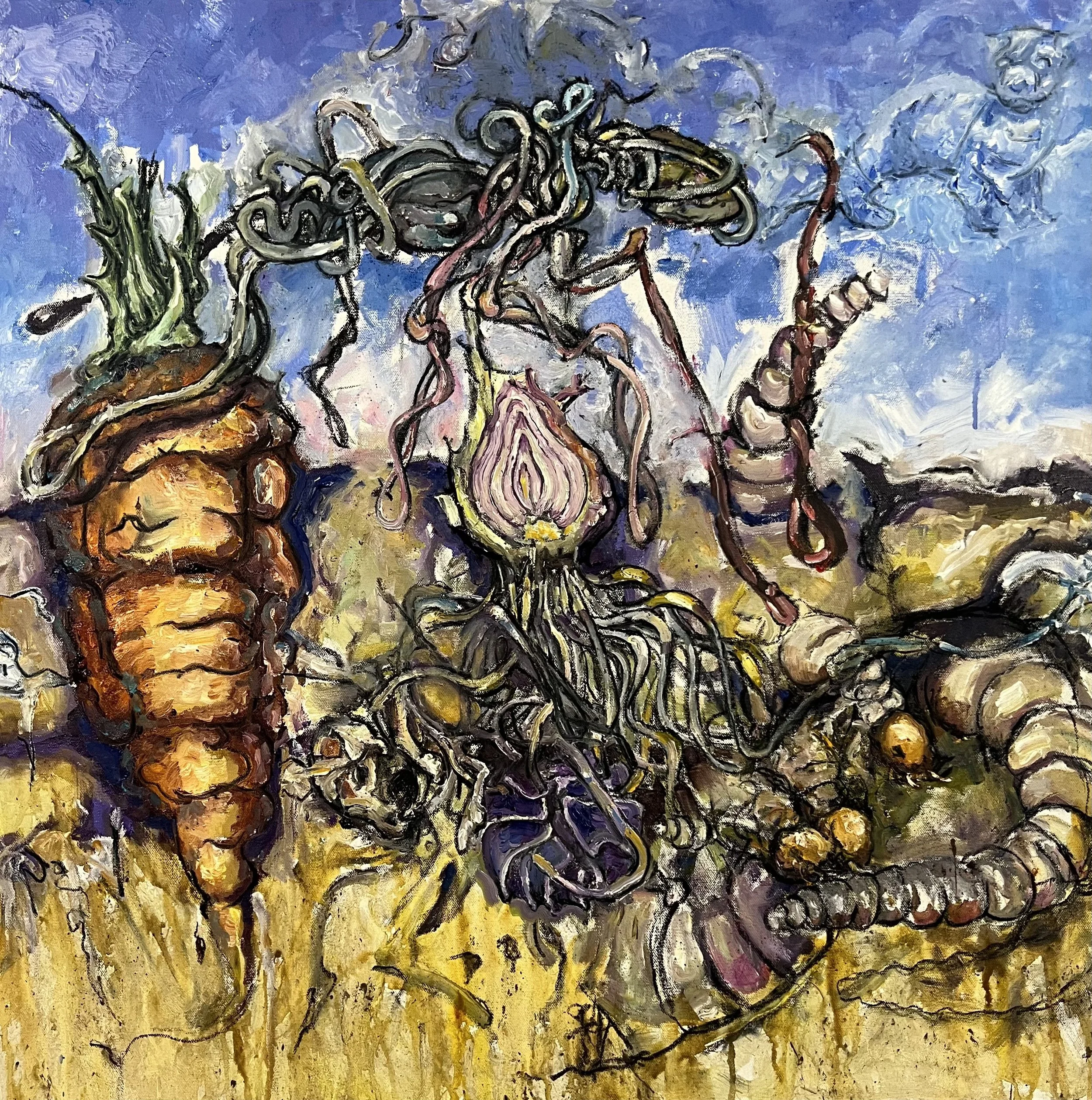   What lies beneath? (2026)  Oil on canvas 24" x 24"   $1900    
