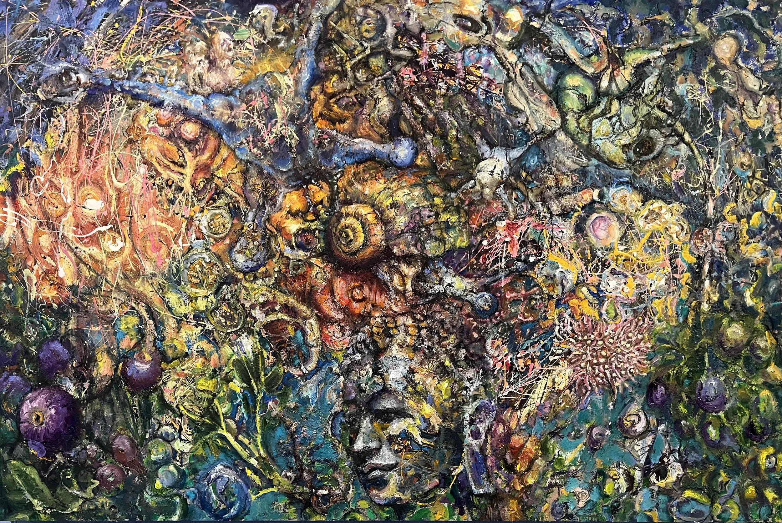  Pollination of figs (2026)  Oil on canvas 40" x 60"   $5600    