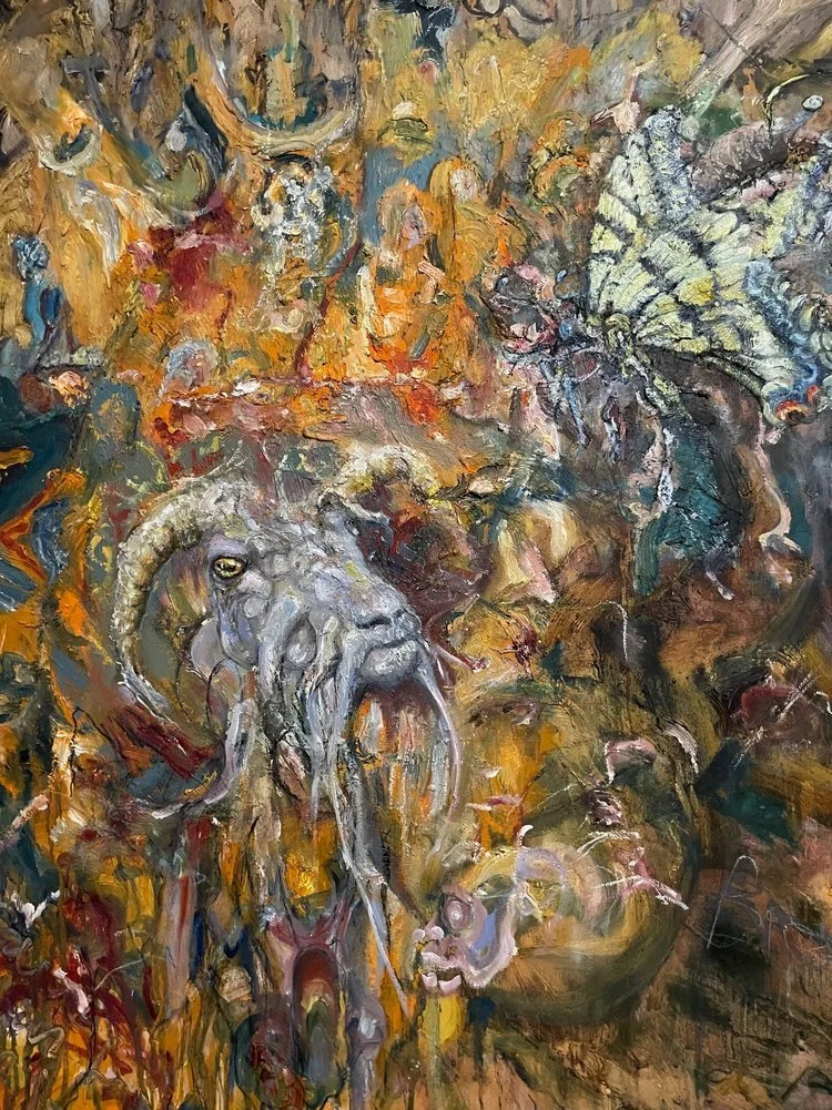   Goya’s Goat (2023)  Oil on canvas 48" x 30"   $2600    
