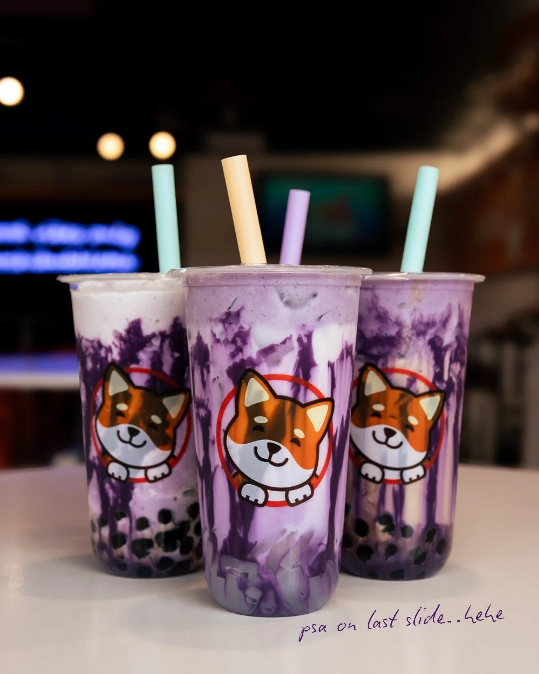 In a purple haze 🔮💜

Drinks 🧋 that you guys have put ube drizzle on:

1. Taro coconut shake w/brown sugar, honey, + ube drizzle
2. Banana milk tea w/ube crema + ube drizzle
3. Coconut coffee milk tea w/ube crema + ube drizzle
4. Coconut milk tea, 