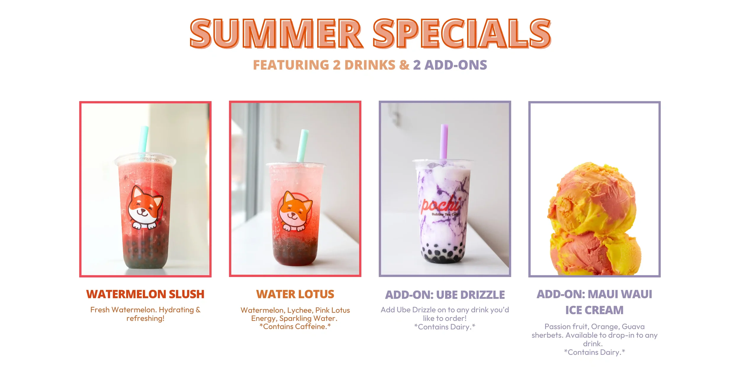Summer Drink Specials from Pochi Bubble Tea Cafe