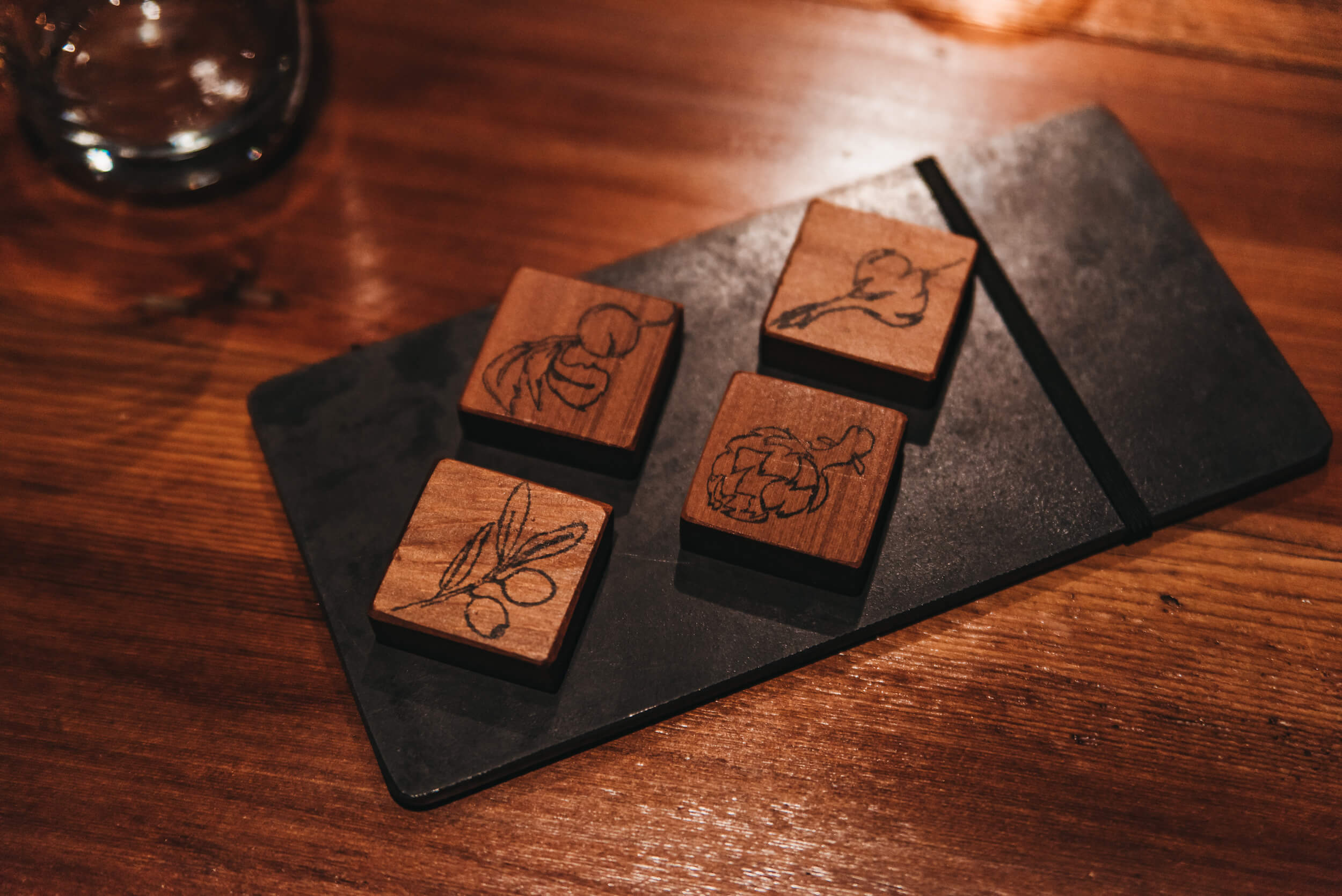 wooden blocks with etched vegetables (Copy)