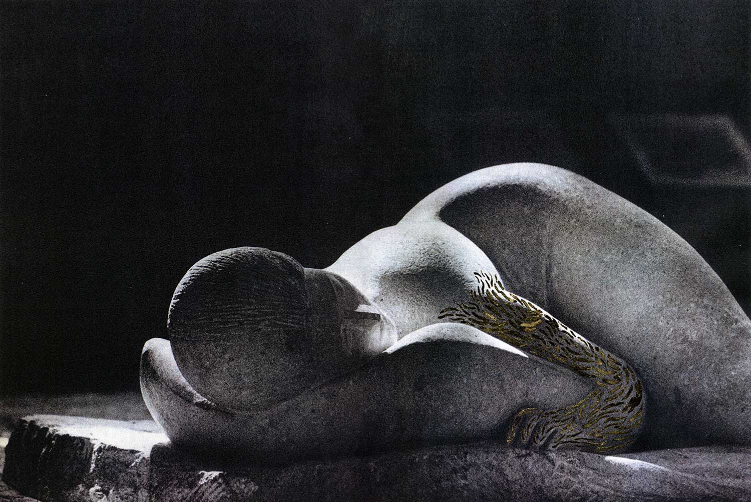 Ancient Sleep 3 , (from the series A Head of Stone Still Moves), inkjet print on paper from original paper collage, variable size, 2016