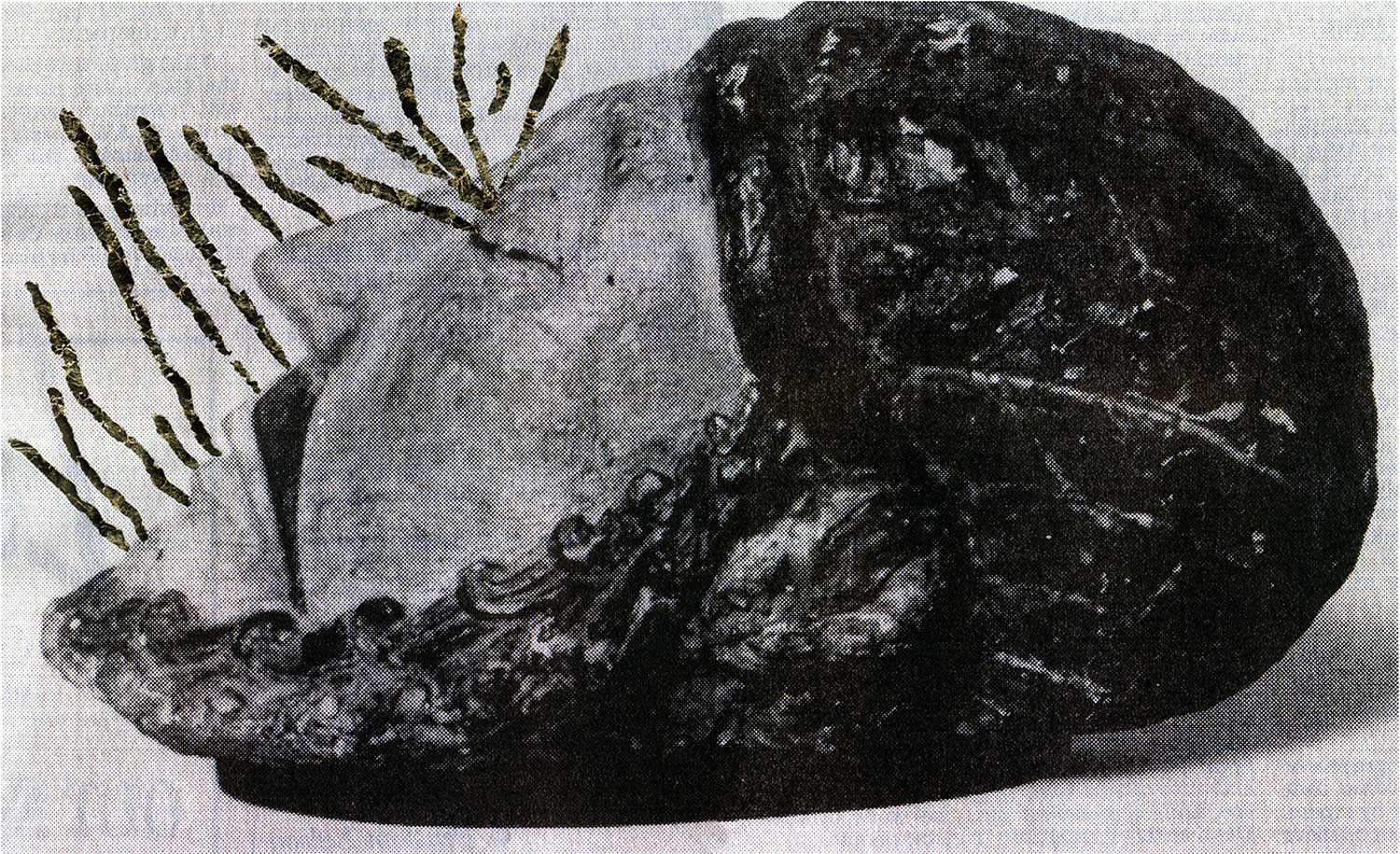 Ancient Sleep 1 (from the series A Head of Stone Still Moves), inkjet print on paper from original paper collage, variable size, 2016