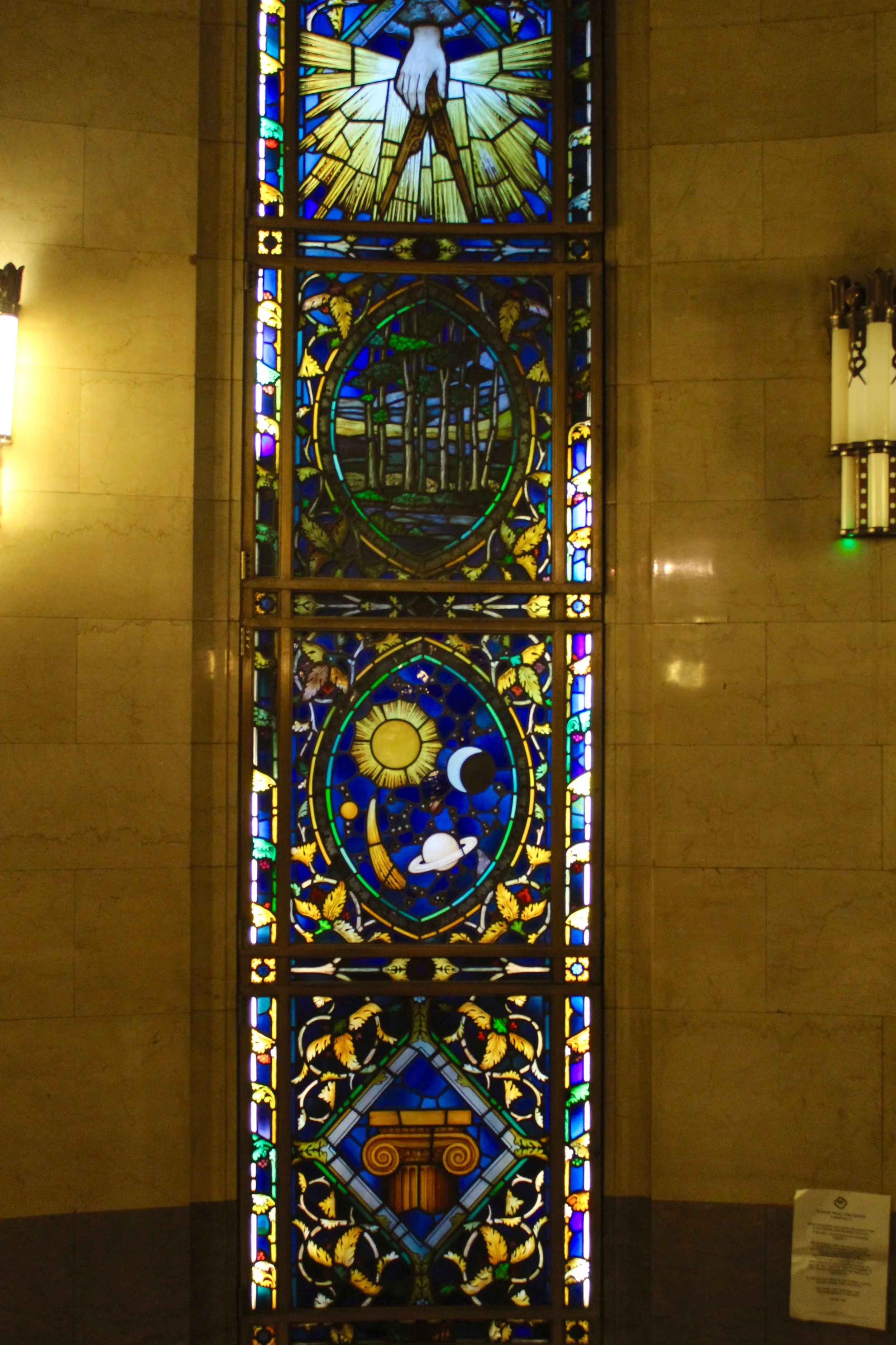 Stained glass in the Freemason's Hall