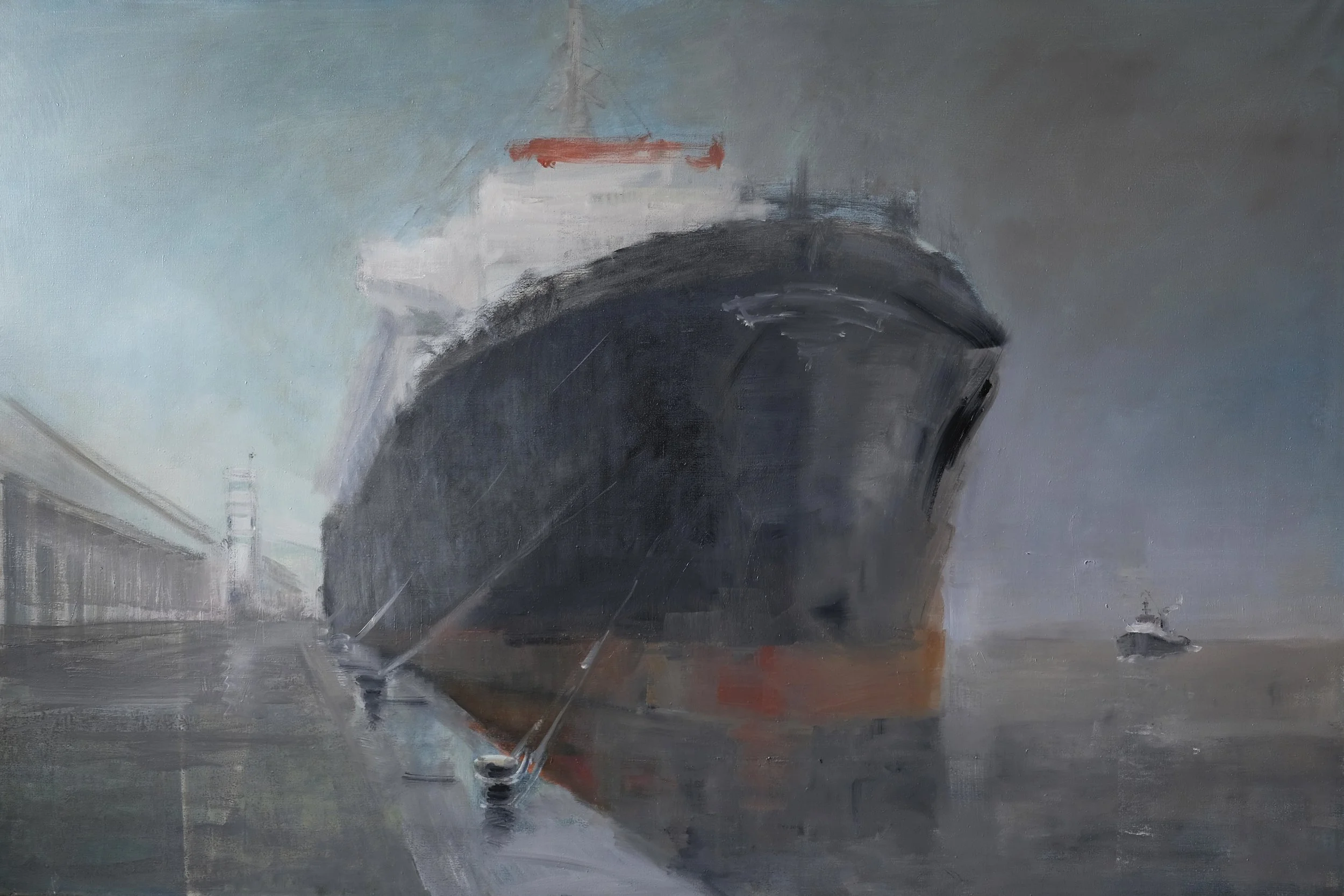 SCHIP AAN DE KADE-OIL ON CANVAS-150X100