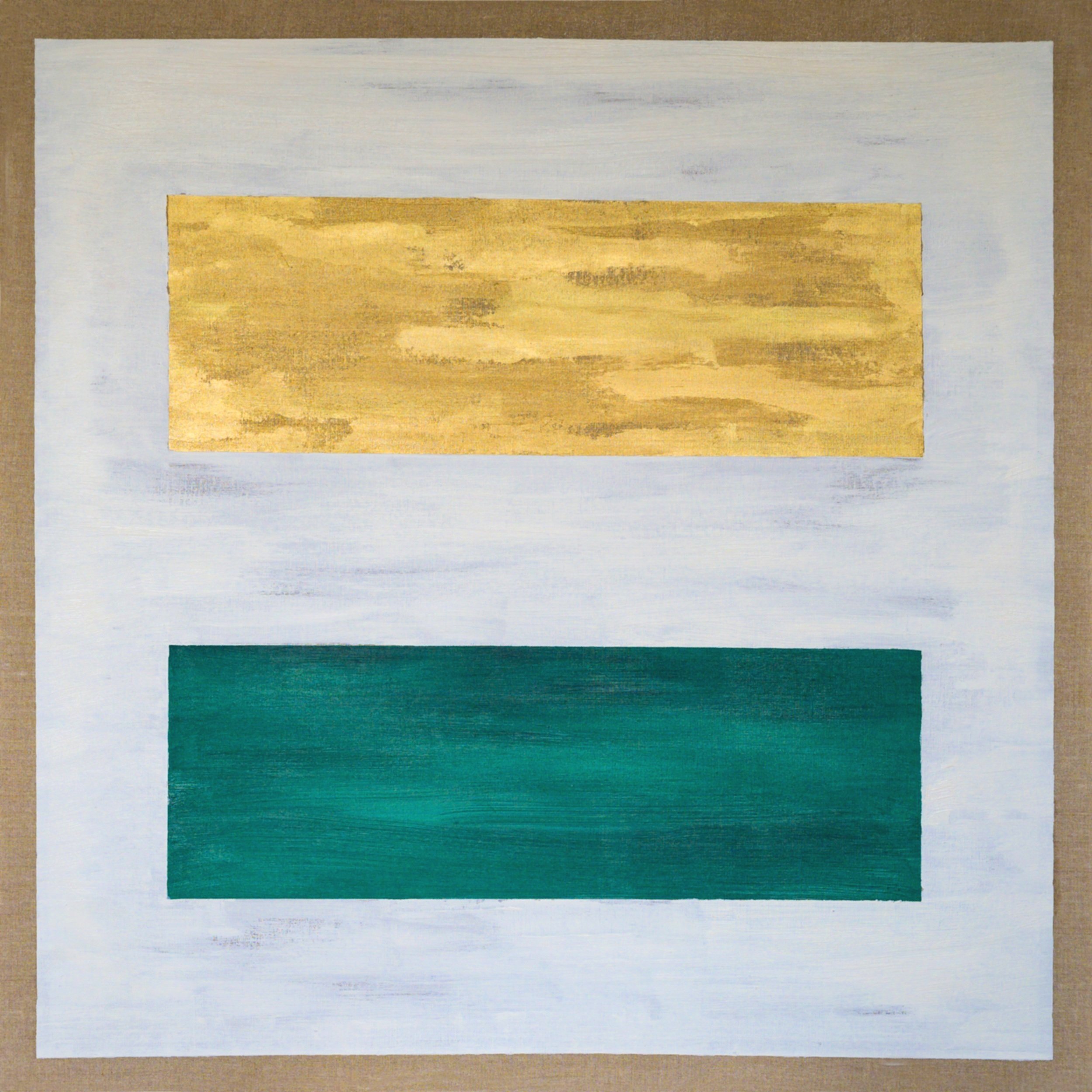 BICAMERAL GREEN (36"x36" oil,pigment,gold& graphite on linen 36 x36")