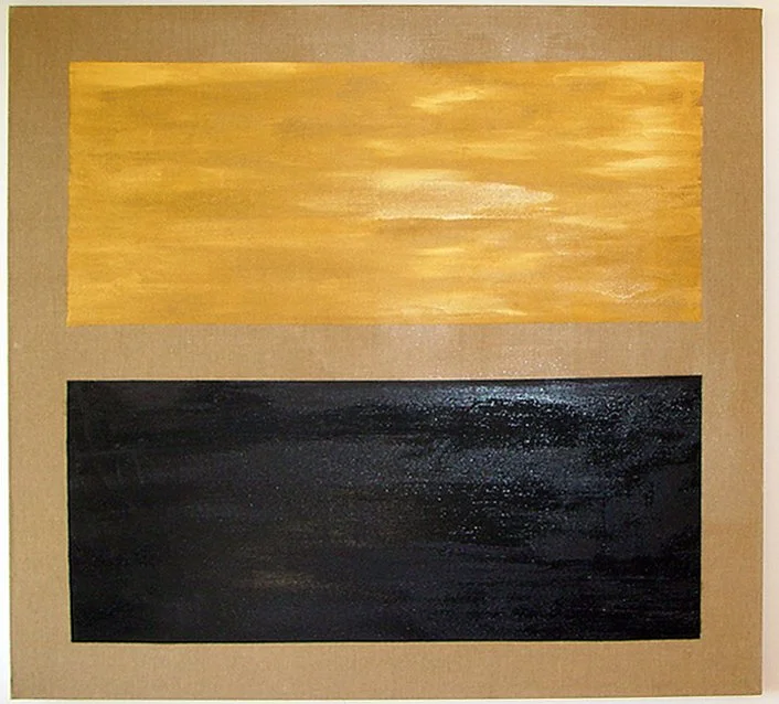 UNTITLED GOLD AND BLACK (oil, gold and graphite on linen48" 48")