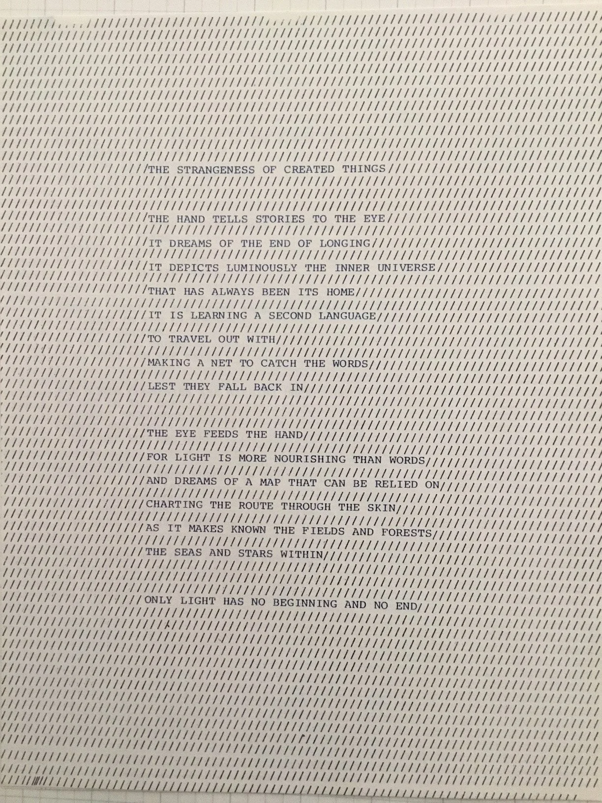 The Strangeness of Created Things  Type Drawn Poem 11" x 81/2"