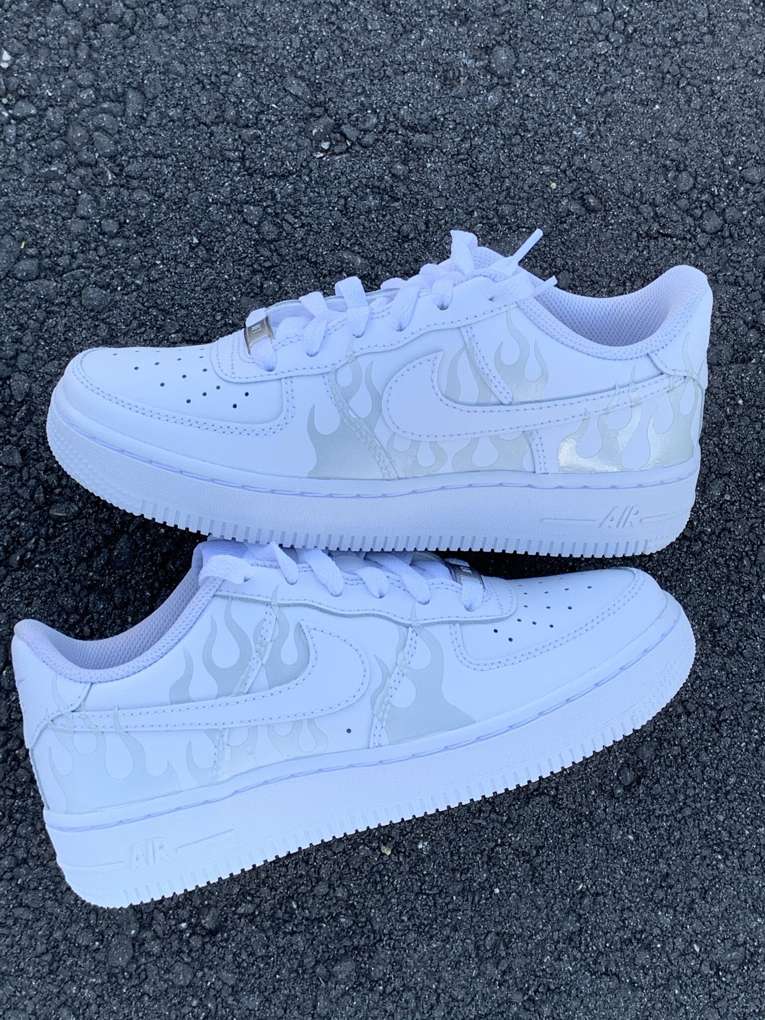 Nike AF1 Air Force 1 Custom Reflective Flames All Sizes 