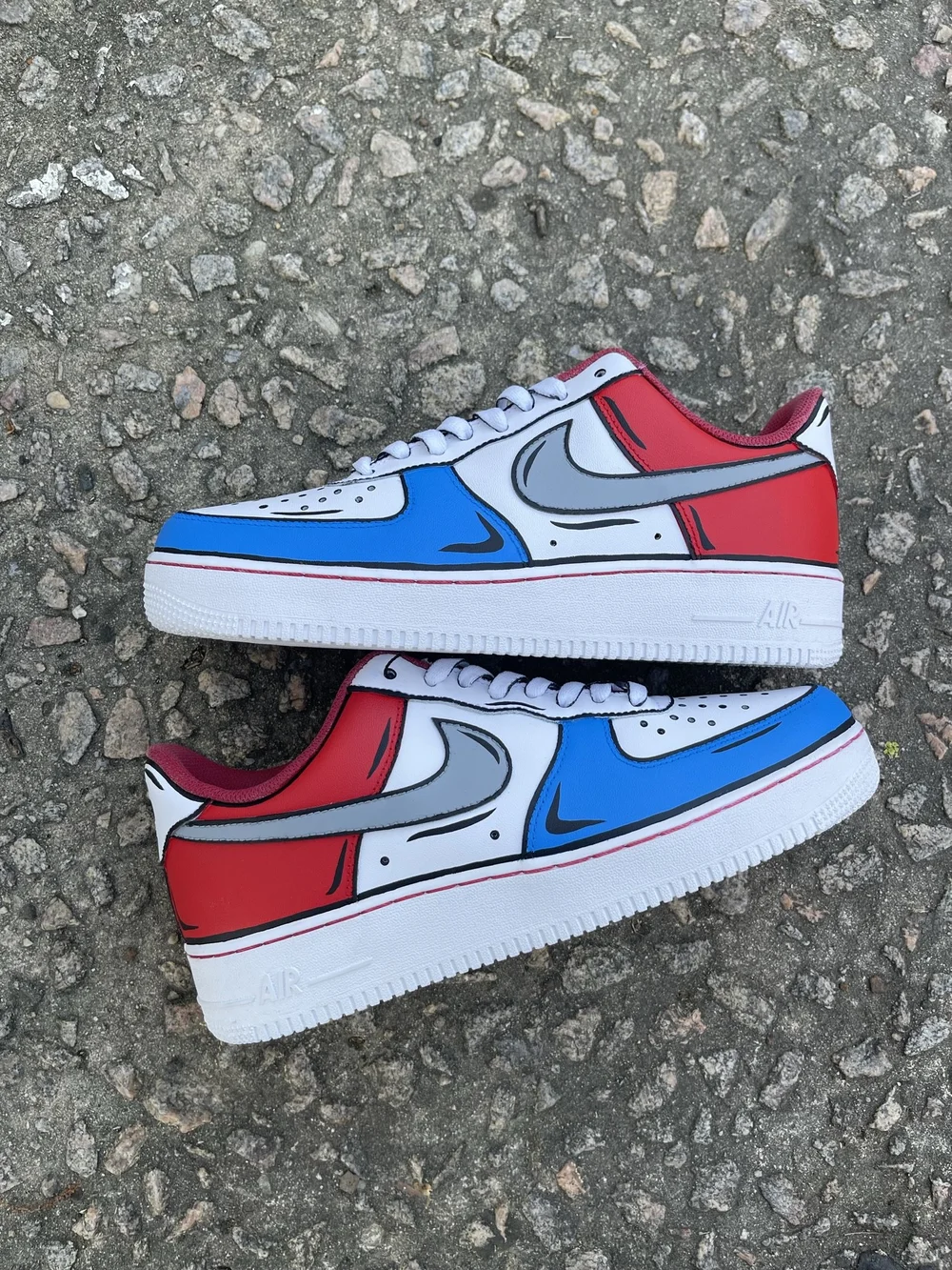 custom air air force white red bottom
