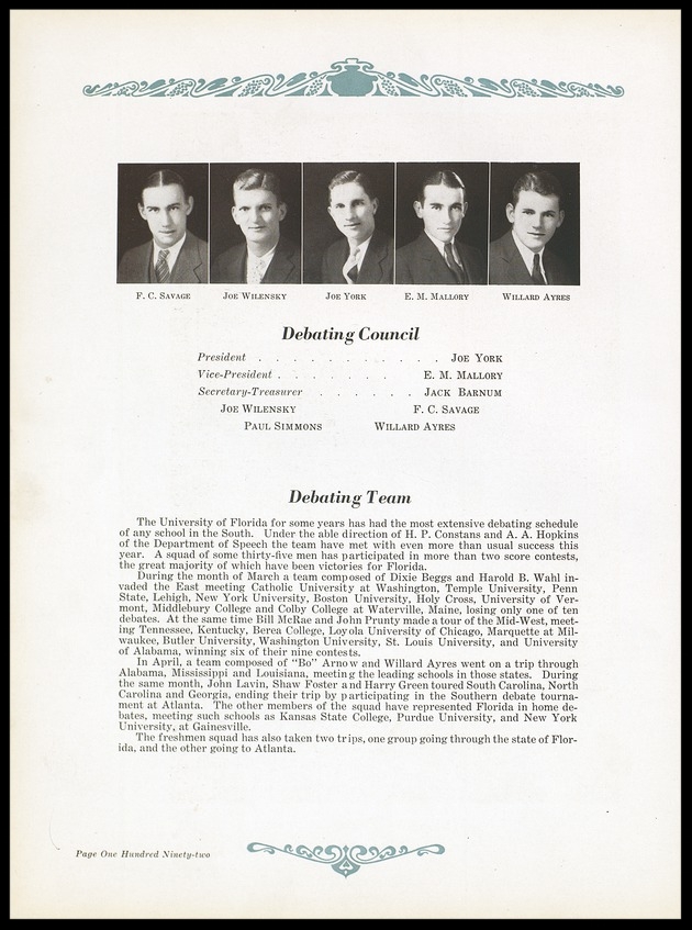 1931 University of Florida Debating Council