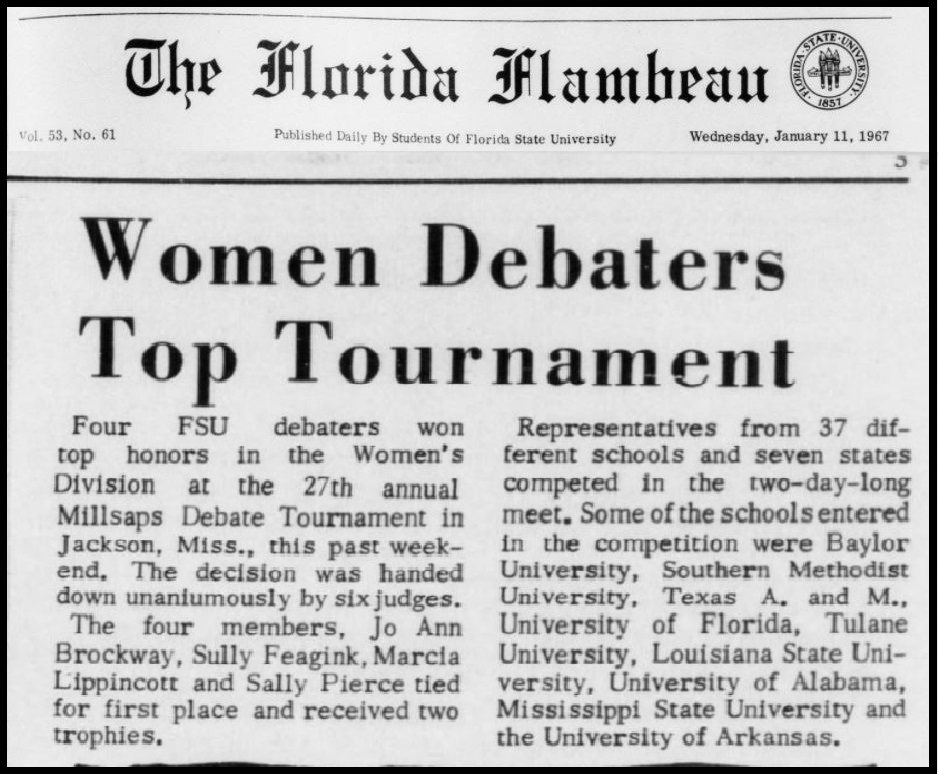"Women Debaters Top Tournament"