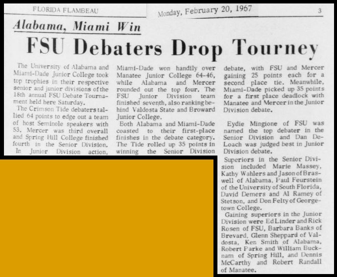 "FSU Debaters Drop Tourney"