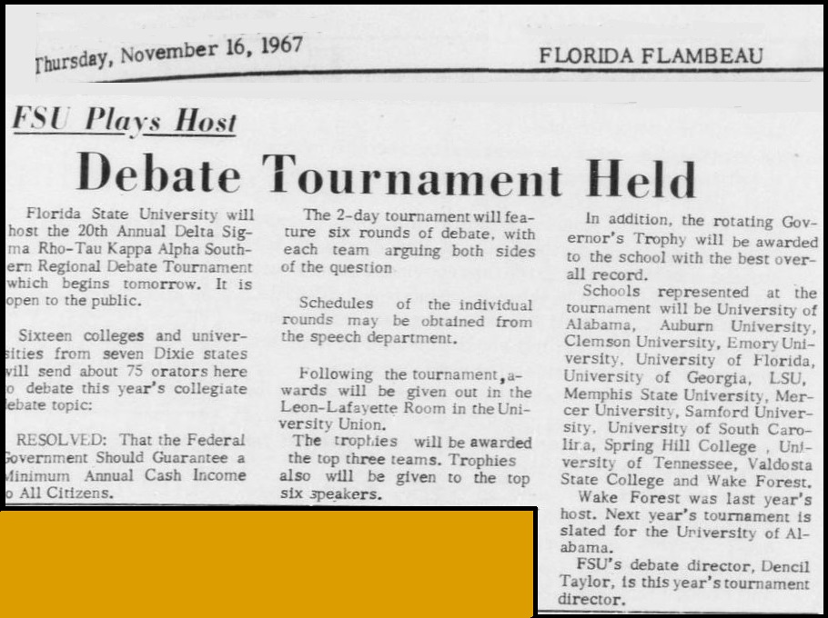 "Debate Tournament Held"