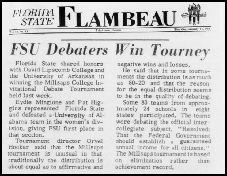 "FSU Debaters Win Tourney"