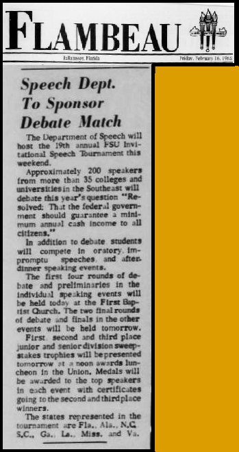 "Speech Dept. To Sponsor Debate Match"