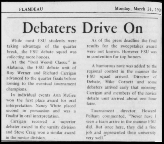 "Debaters Drive On"