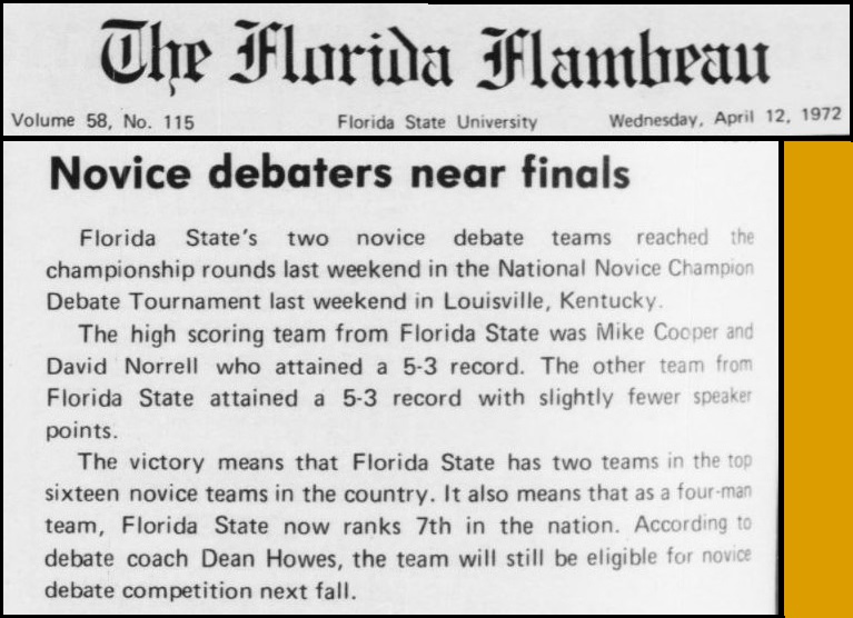 "Novice debaters near finals"