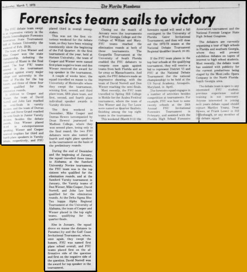 "Forensics team sails to victory"