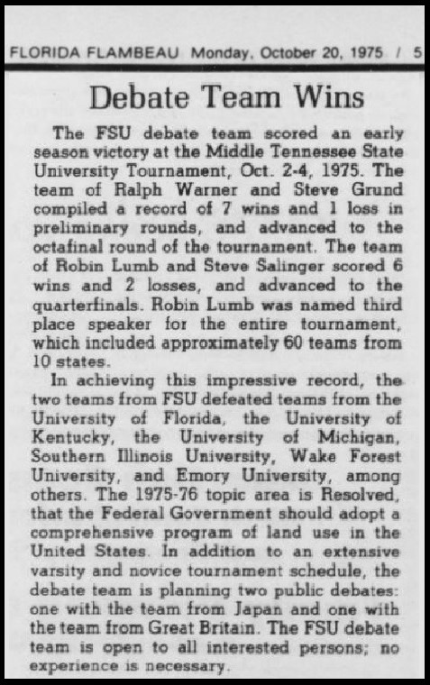 "Debate Team Wins"
