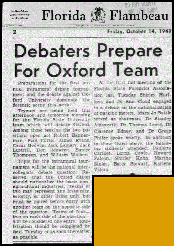 "Debaters Prepare For Oxford Team"