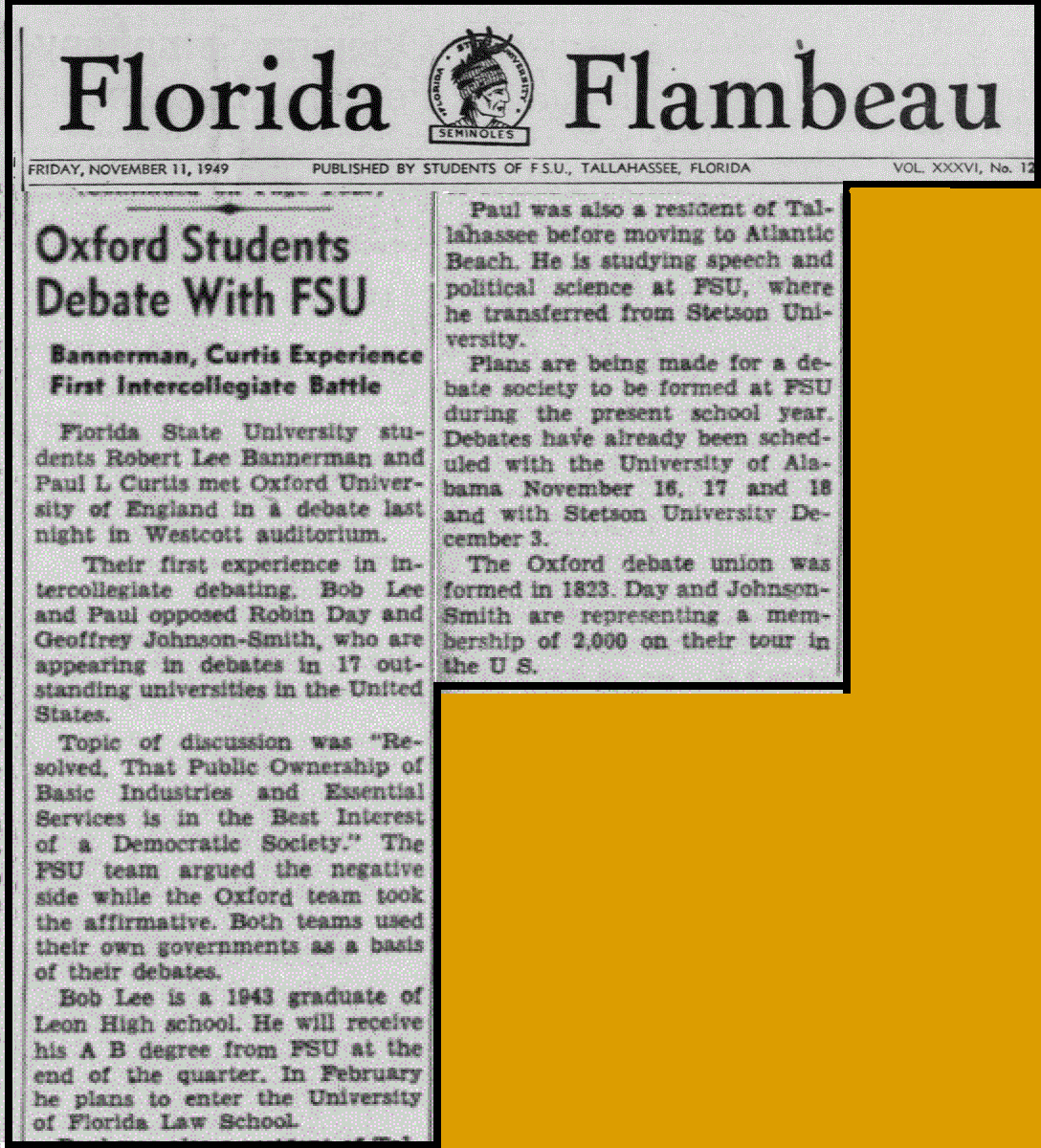 "Oxford Students Debate With FSU"