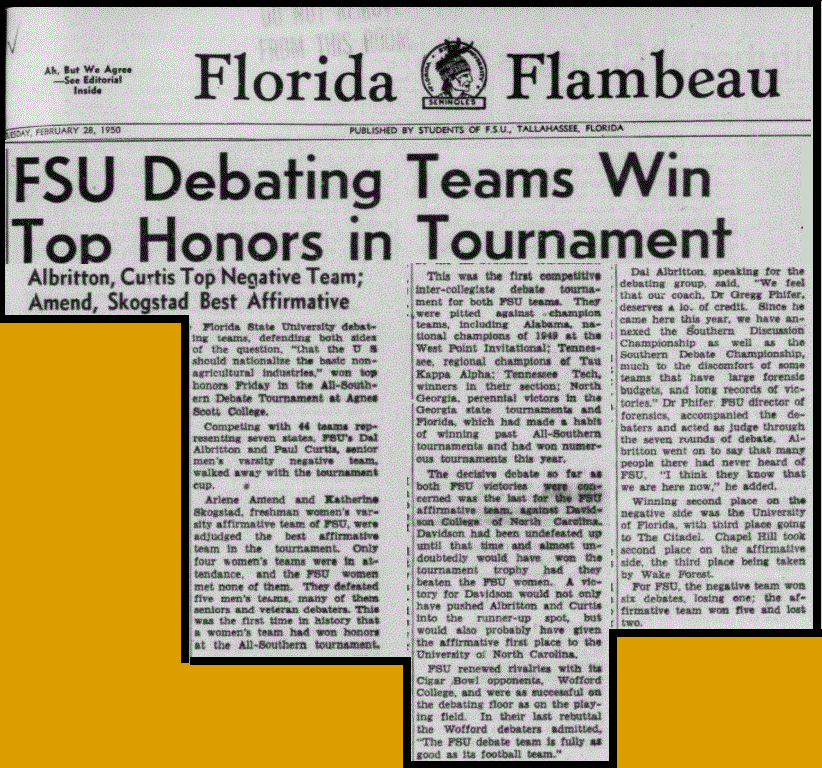 "FSU Debating Teams Win Top Honors in Tournament"
