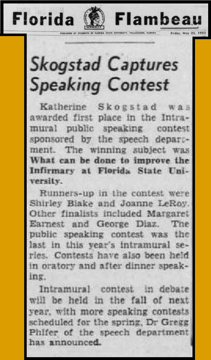 "Skogstad Captures Speaking Contest"