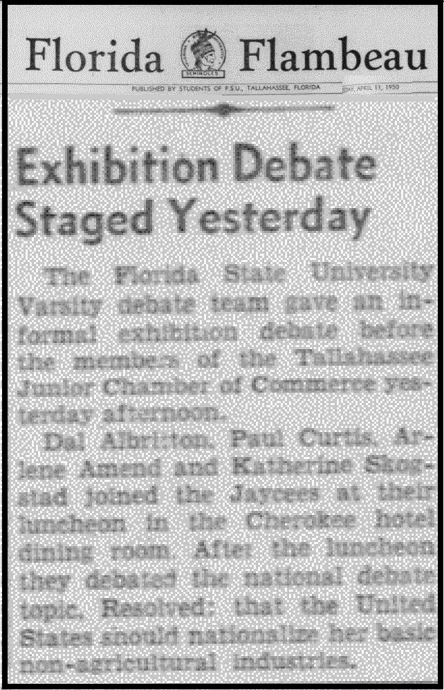 "Exhibition Debate Staged Yesterday"