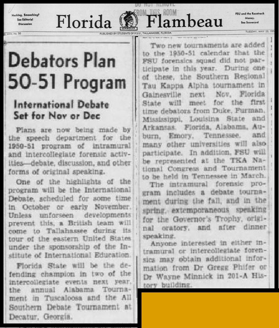 "Debators Plan 50-51 Program: International Debate Set for Nov or Dec"