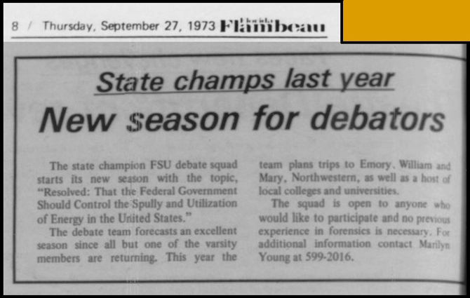 "State champs last year  New season for debators"