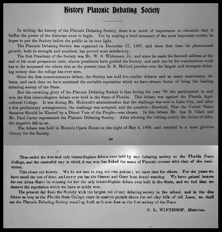 History Platonic Debating Society