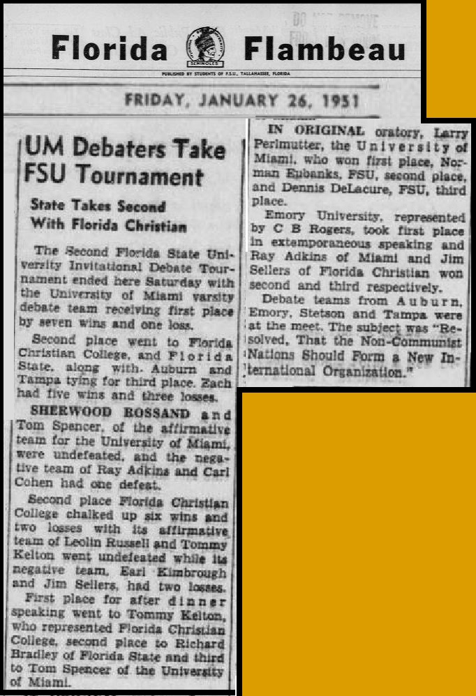 "UM Debaters Take FSU Tournament"