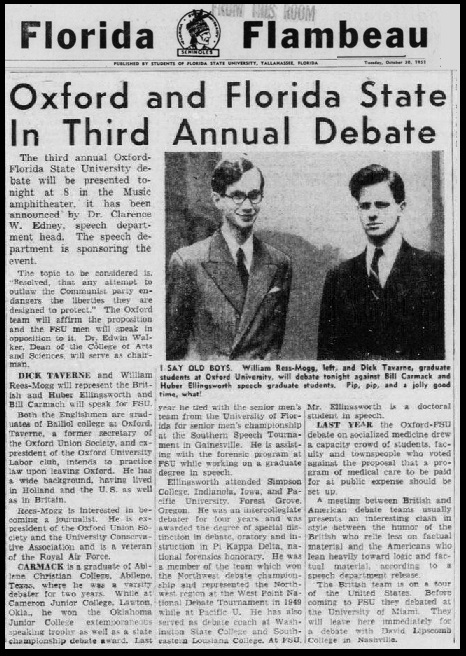 "Oxford and Florida State In Third Annual Debate"