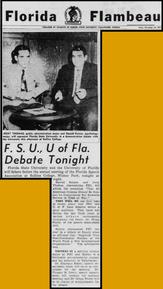 "F.S.U., U of Fla. Debate Tonight"