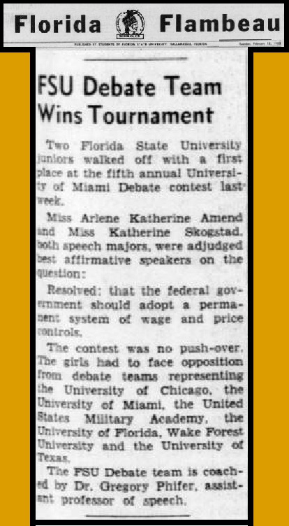 "FSU Debate Team Wins Tournament"