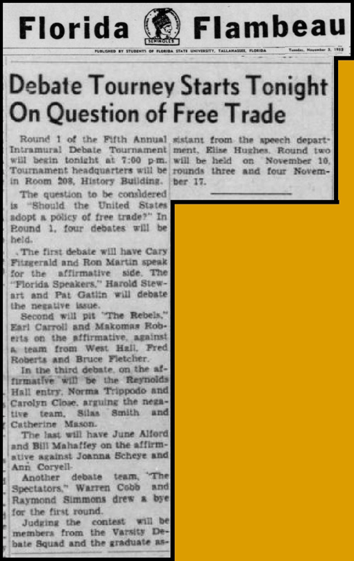 "Debate Tourney Starts Tonight On Question of Free Trade"