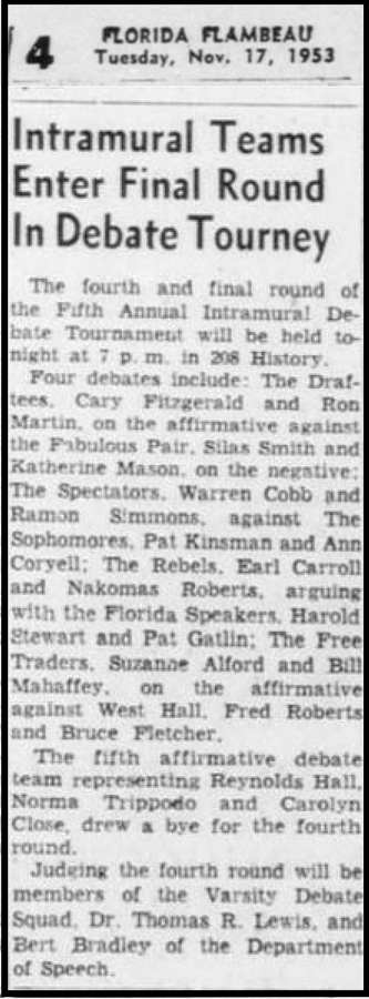 "Intramural Teams Enter Final Round In Debate Tourney"