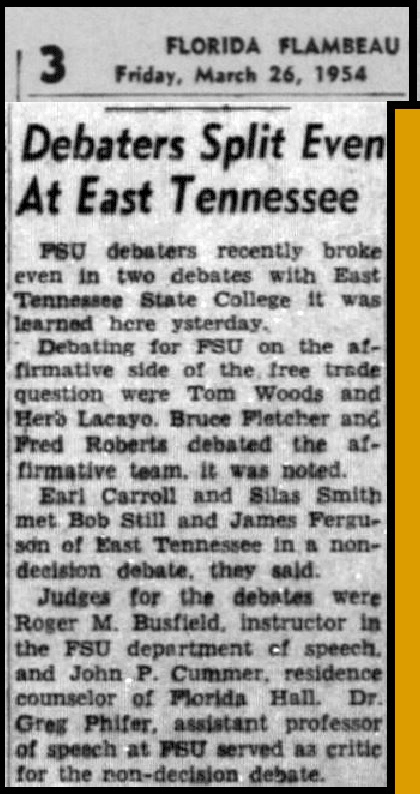 "Debaters Split Even At East Tennessee"