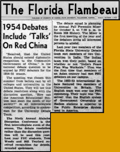 "1954 Debates Include 'Talks' On Red China"