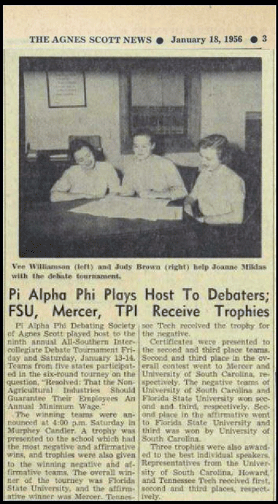 "Pi Alpha Phi Plays Host to Debaters; FSU, Mercer, TPI Receive Trophies"