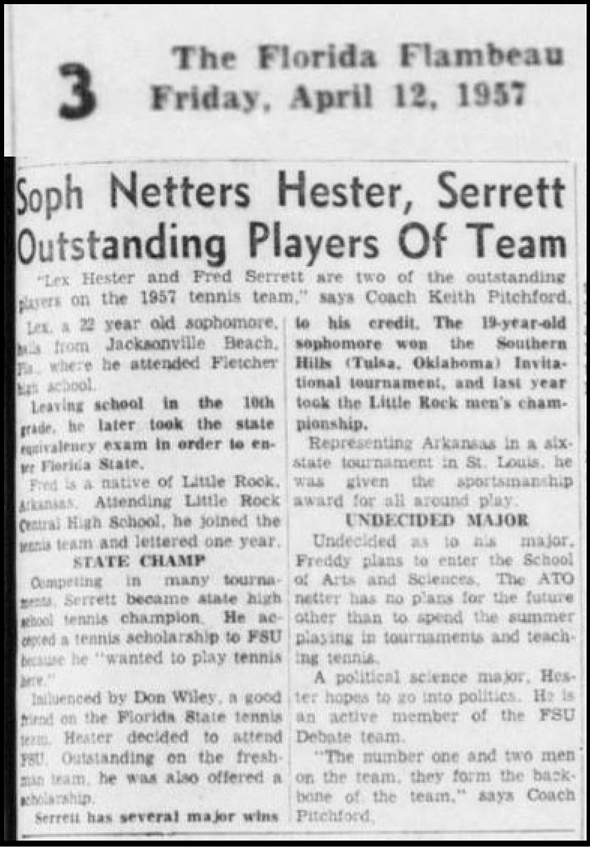"Soph Netters Hester, Serrett Outstanding Players Of Team"