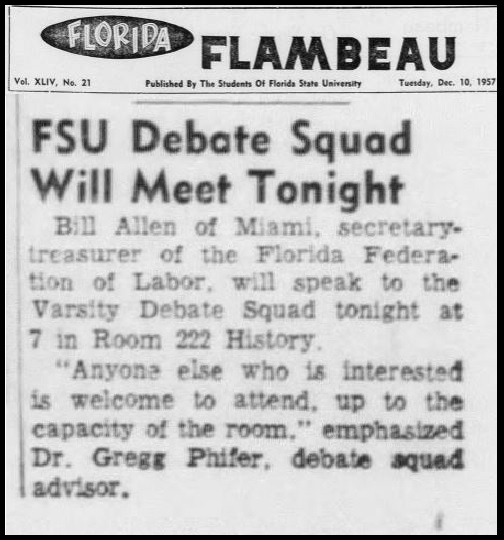 "FSU Debate Squad Will Meet Tonight"