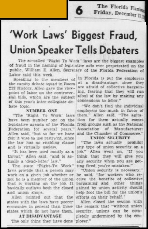 "'Work Laws' Biggest Fraud, Union Speaker Tells Debaters"