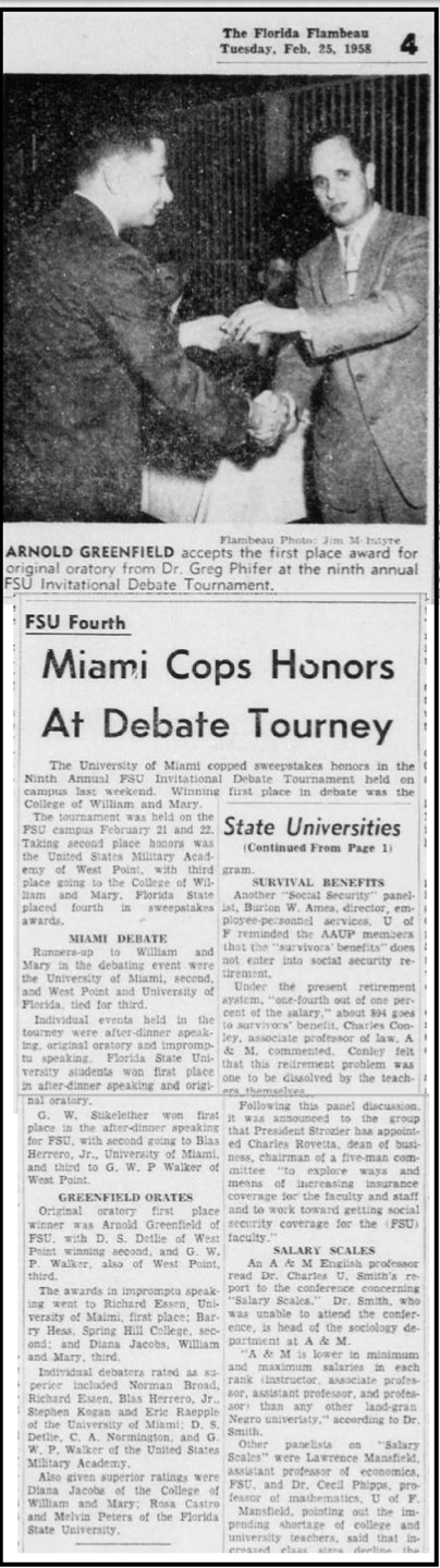 "Miami Cops Honors At Debate Tourney"