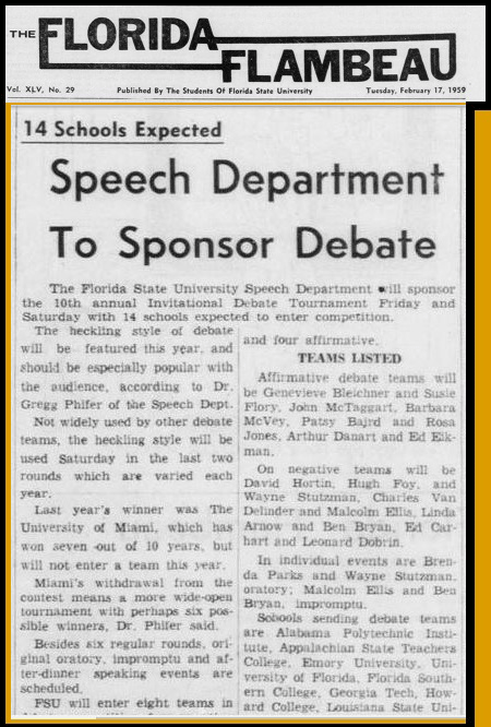 "Speech Department To Sponsor Debate"
