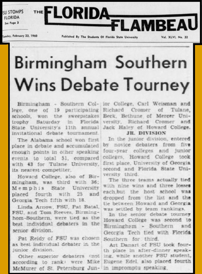 "Birmingham Southern Wins Debate Tourney"